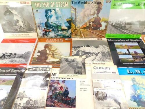 Argo Railway Record Recordings, including The Great Western., Gresley Pacific., Grantham 1957., and LMW Engines., and further LP records related to steam locomotives. (quantity)