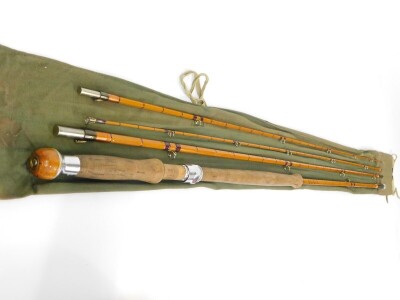 A Hardy Palakona 'The Wye' four piece split cane fishing rod, cased. - 2