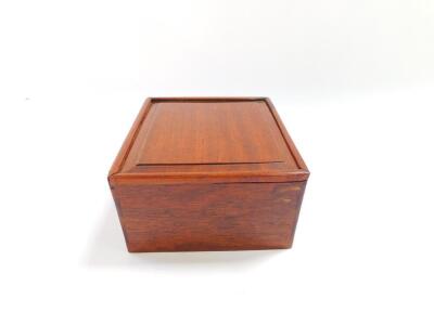 An early 20thC mahogany cased bamboo and bone Mahjong set. - 2