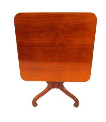 A Victorian mahogany tilt top breakfast table, the curved square top raised on a baluster turned column over three S scroll legs, 74cm high, 92cm wide. - 3