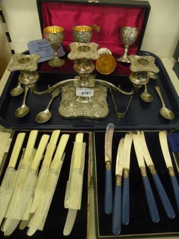 A cased set of reproduction sherry goblets