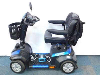 A Drive Envoy blue mobility scooter, serial no VP021955, with battery.