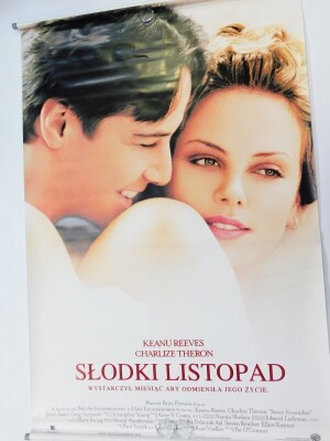 A Polish advertising film banner for Sweet November, starring Keanu Reeves and Charlize Theron, 122cm x 187cm.