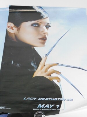 Four film posters, comprising Lady Deathstryke, May 1st., X Men II In Cinemas May 2003., Professor X May 1st., and Nightcrawler, May 1st. X Men Movie.co.uk - 4