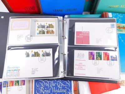 Philately. QV - EII, definitives and commemoratives, mint and used, first day covers, some World stamps, contained in twelve albums, etc. - 3