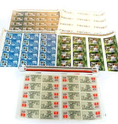 Philately. Mint commemorative sheets, comprising HM Queen Elizabeth II Diamond Jubilee, George V Accession 6th May 1910, The 175th Anniversary of The Penny Black, The Age of The Tudors, and Kew Royal Botanical Gardens. (quantity)