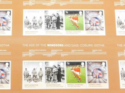 Philately. EII mint commemorative sheets, comprising The Age of The Stuarts, The Age of The Windsors and Saxe-Coburg-Gotha, and The Age of The Tudors. (quantity) - 2