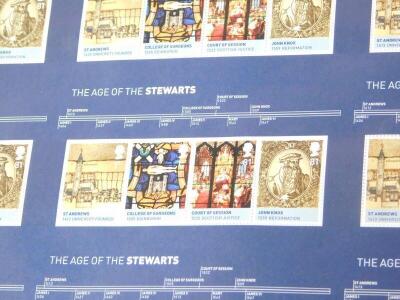 Philately. EII mint commemorative sheets, comprising The Age of The Stuarts, The Age of The Windsors and Saxe-Coburg-Gotha, and The Age of The Tudors. (quantity) - 3