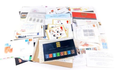 Philately. EII commemorative mint stamps, first day covers, postcards, block sheets, etc. (quantity)