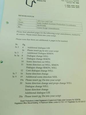 The pilot script for The Inbetweeners, together with other directional material, working title Baggy Trousers, BWARK Production, shot in London on 15th Sept 2006. - 5