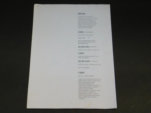 A typed script for TFI Friday video insert signed by Chris Evans.