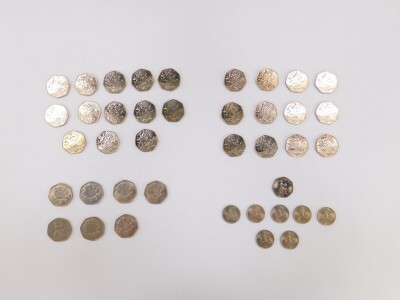 A collection of fifty pence coins, to include 1994 D-Day (25), and 1973 EEC (6), etc. (quantity)