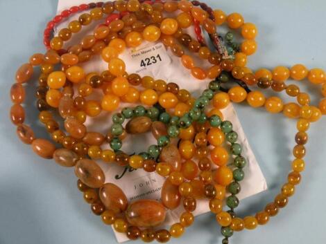 Various amber type and other beads