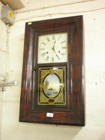 A 19thC American wall clock made by Jerome & Co