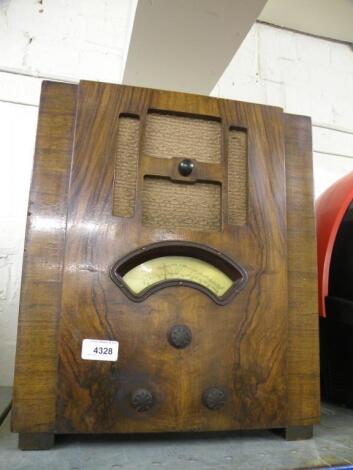 A GEC Art Deco style radio in a walnut case