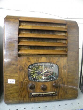 A Decca Radio in a figured walnut case