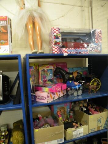 A large quantity of mainly Barbi and Sindy items to include:- a Sindy Mini Cooper car