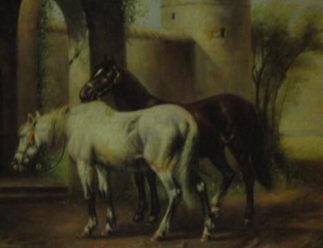 Two reproduction gilt framed prints "Horses"