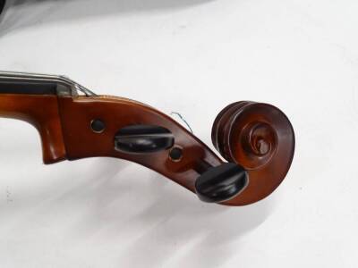 A Primavera child's cello, a cello bow and a violin bow, 112cm long overall. - 4