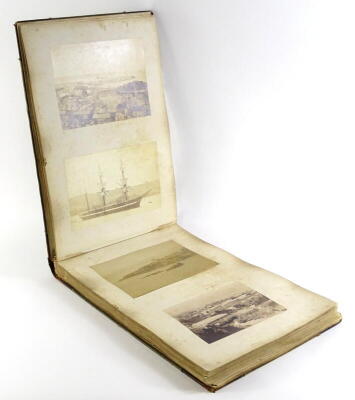 An album of 19thC topographical photographs, relating to Gibraltar, Malta, Port Said, Suez Canal, Galle Panang, Canton, Hong Kong, Singapore, etc.