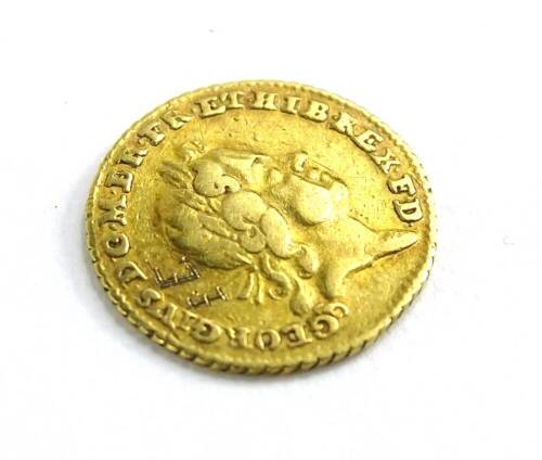 A George I gold quarter guinea, dated 1718.