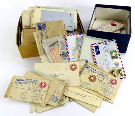 A quantity of airmail registered letters etc., to include a number of South Africa, George V, etc.