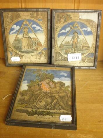 A pair of 19thC coloured prints