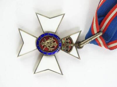 A Commander of the Royal Victorian order, in white, blue and red enamel, with ribbon, engraved to the reverse C445. - 2