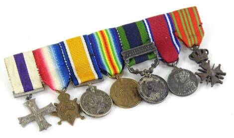 A group of First World War miniature medals, to include the Distinguished Flying Cross, the 1914 Star, the 1914-18 Campaign medal, the Victory medal, George V India medal with bar for Afghanistan and North West Front 1919, Coronation medal, and the French