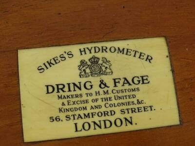 A Dring and Fage Sike's Hydrometer, in a mahogany case. - 2