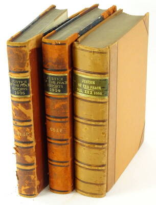 Three volumes of the Justice of the Peace Publication, 1866, 1904 and 1905.