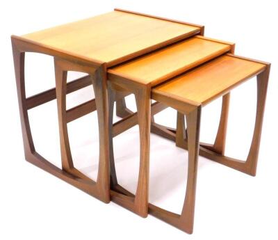 A nest of three G-plan teak retro tables, 53cm wide.