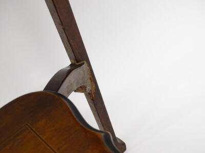 An Edwardian mahogany and chequer banded occasional table, the square top with a shaped edge on slender turned tapering legs with under tier, 61cm wide. - 3