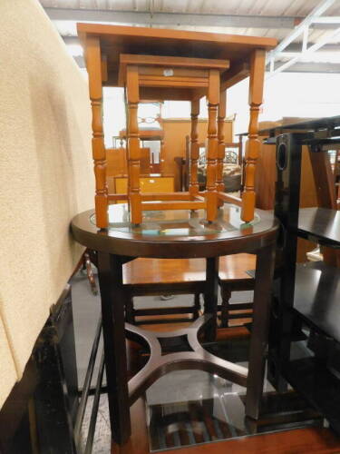 Sundry furniture, to include a corner TV stand, glass topped coffee table, nest of two tables, etc. (4).