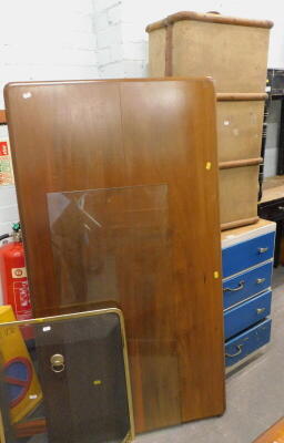 A mid 20thC chest of drawers, canvas trunk, pine CD rack and CD's, etc. (a quantity).