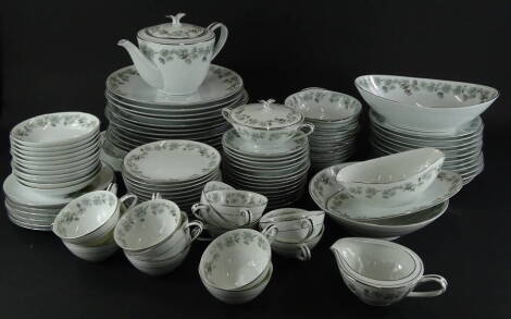 A Noritake Penetta pattern part tea and dinner service, decorated with pine cones etc.