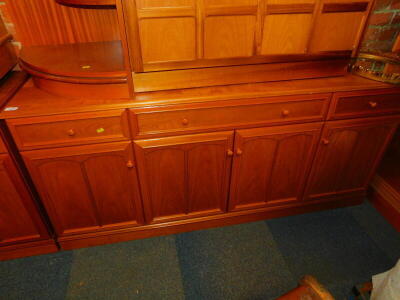 A pair of Stag teak sideboards, each with three drawers above four cupboard doors, 78cm high, 168cm wide, 46cm deep. - 2