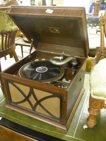 "His Masters Voice" gramophone in oak case