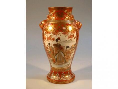 A late 19thC Japanese Kutani baluster vase