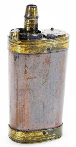 A 19thC Dixon & Sons three way shot flask, of small proportion in copper and brass with articulated top, 8cm high.