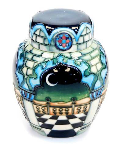 A Moorcroft pottery Caribbean Nights pattern ginger jar and cover, marks beneath, 17cm high. (boxed)