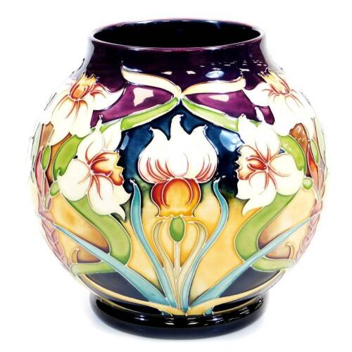 A Moorcroft pottery vase Royal Gold pattern, by Rachael Bishop, limited edition no. 9/100, marked beneath, 19cm high. (boxed)