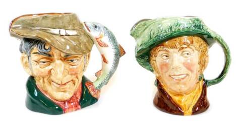 A Royal Doulton large character jug 'Arriet, 18cm high and another The Poacher. (2)