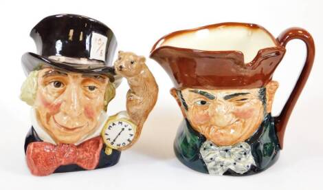 A Royal Doulton large character jug Old Charley, 15cm high, and another the Mad Hatter. (2)