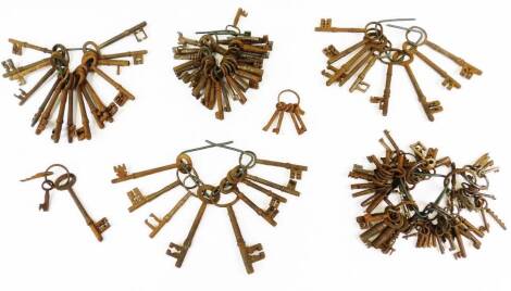 Various vintage 19thC and other iron keys, 13cm wide, etc., and various others. (a quantity)