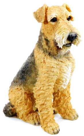 A Vividarts Airedale terrier resin model, 46cm high.