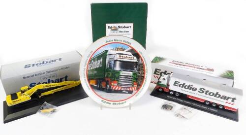 Various diecast Eddie Stobart collectables, pin badge, World of Eddie Stobart, boxed diecast, etc. (a quantity)