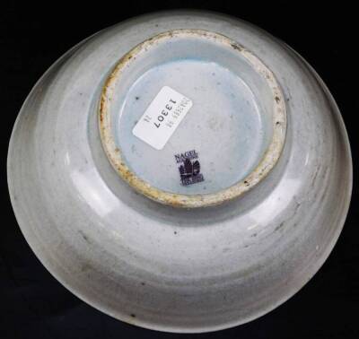 A Chinese bowl and spoon from the Tek Sing Cargo, bears Nagel Auction labels, 15.5cm diameter. - 4