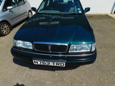 A Rover Sterling, 4 door saloon, 2675cc, petrol, in green, registration number N762 TRD, approx 74,000 miles, first registered 20th September 1995, 1 former keeper, last MOT expired 23rd June 2013, sold with V5 and Rover owner's information manual. To b - 11