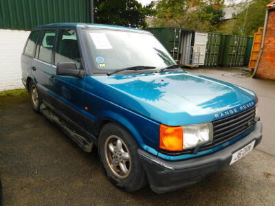 A Range Rover 2.5 DSE, registration J6 DRM, battery flat (first registered 20.8.1998), V5 present, approx 75,823 recorded miles, last service document for 26th April 2000, at 16,115 miles, and a Land Rover owners handbook and documentation, MOT until 29th - 7